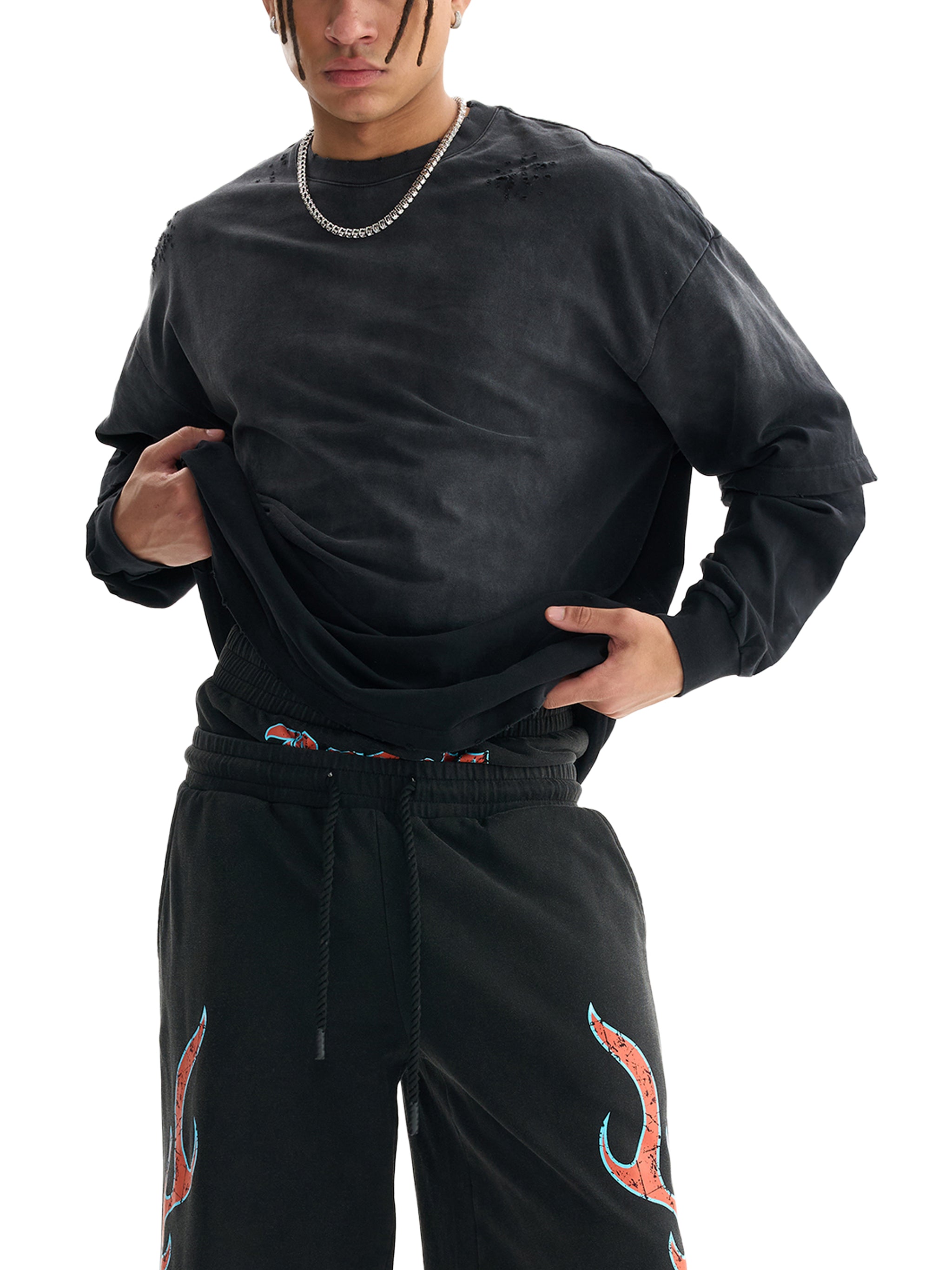 🔥Hand-Distressed Oversized Long Sleeve | 100% Heavyweight Cotton