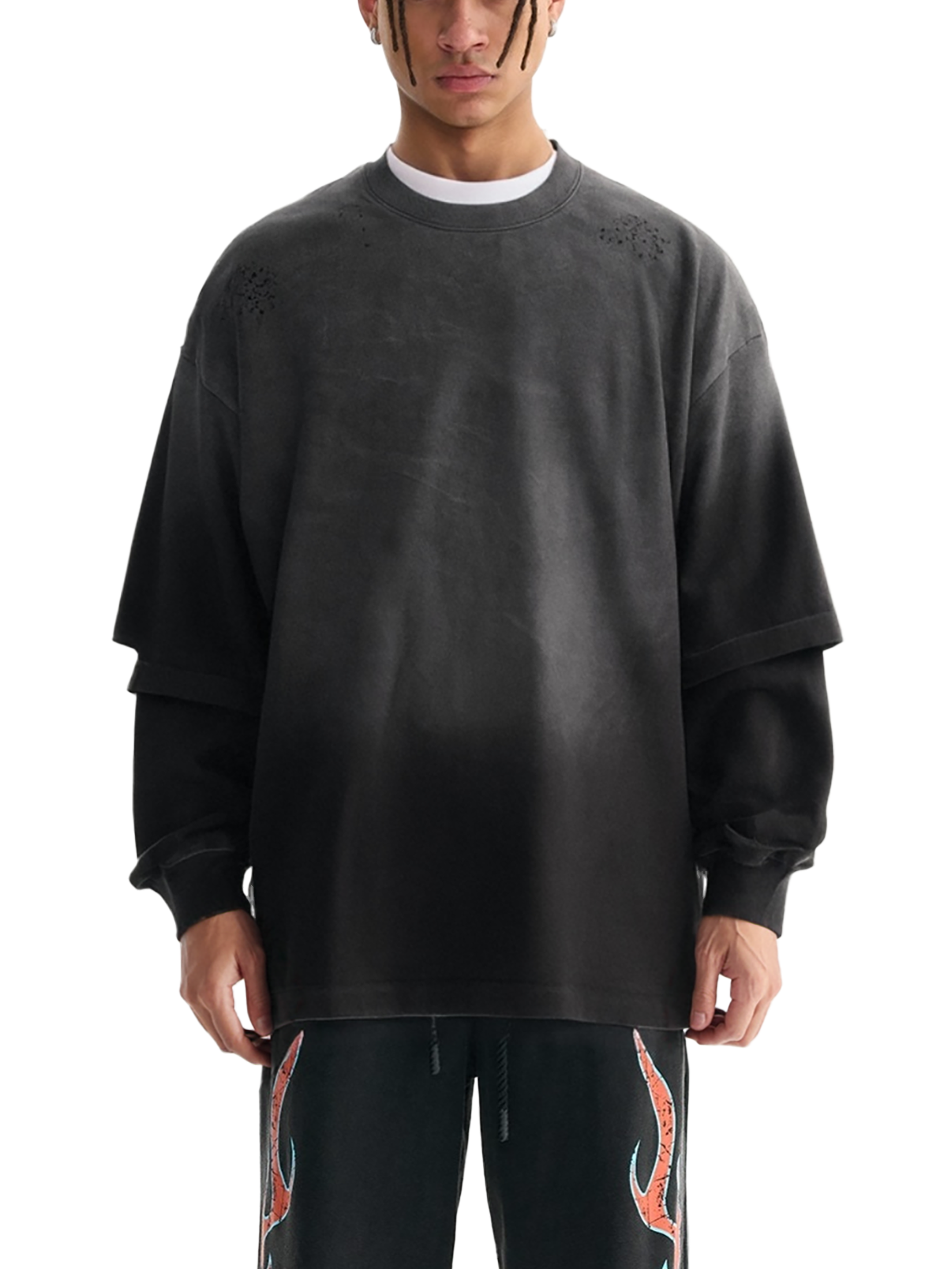🔥Hand-Distressed Oversized Long Sleeve | 100% Heavyweight Cotton