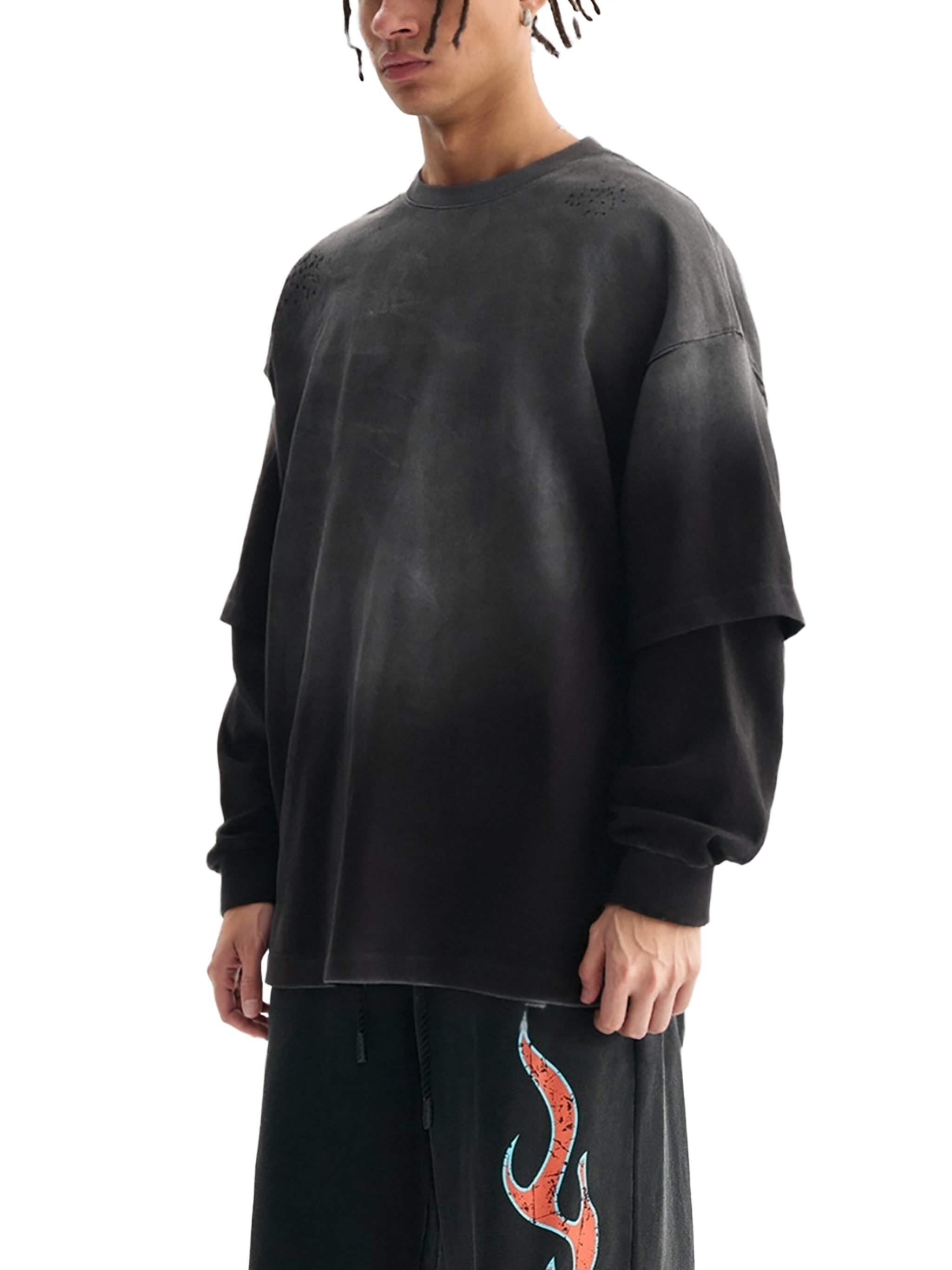 🔥Hand-Distressed Oversized Long Sleeve | 100% Heavyweight Cotton