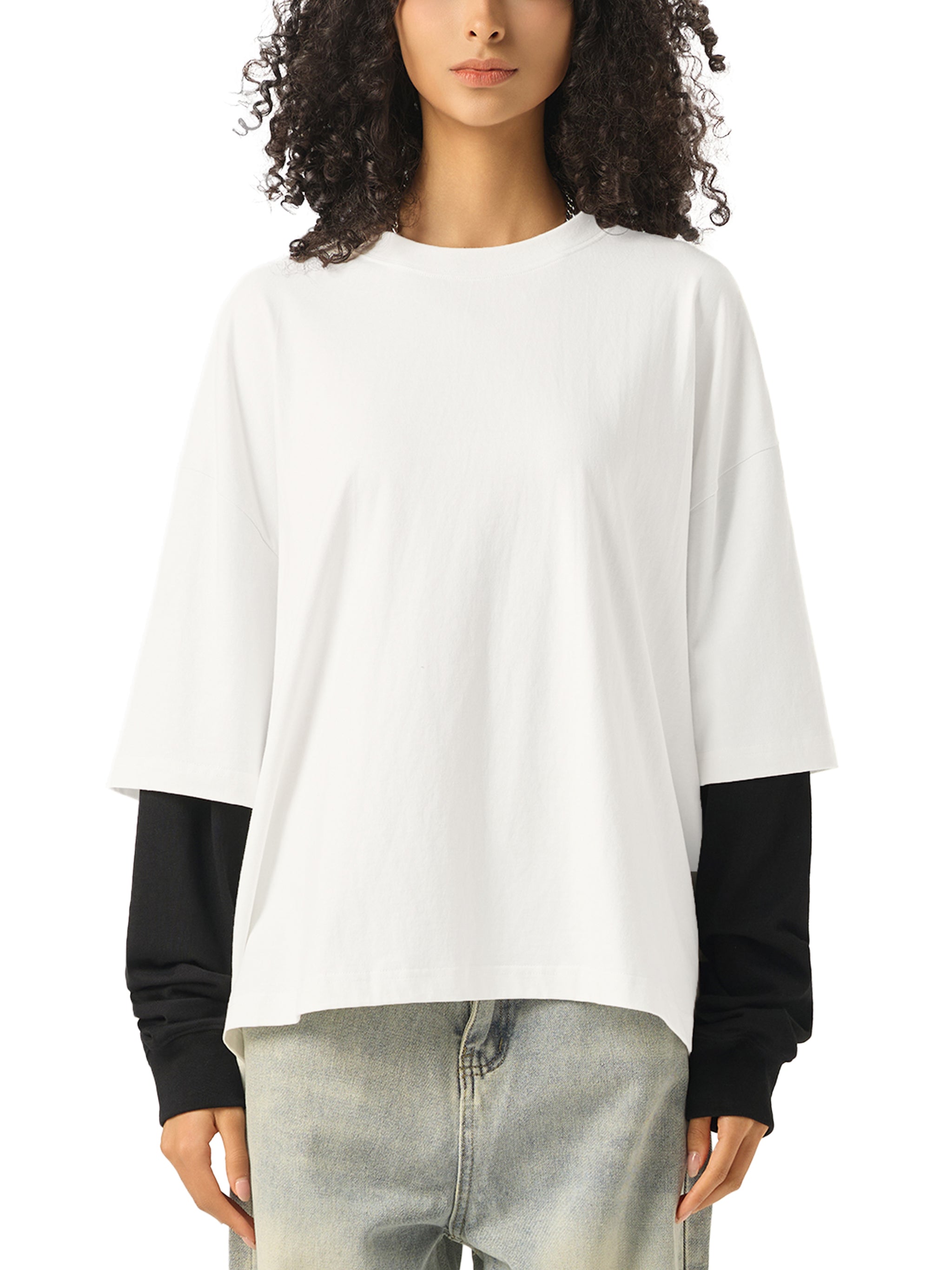 🔥Vintage Streetwear Patchwork Tee | Unisex Loose Fit Drop Shoulder