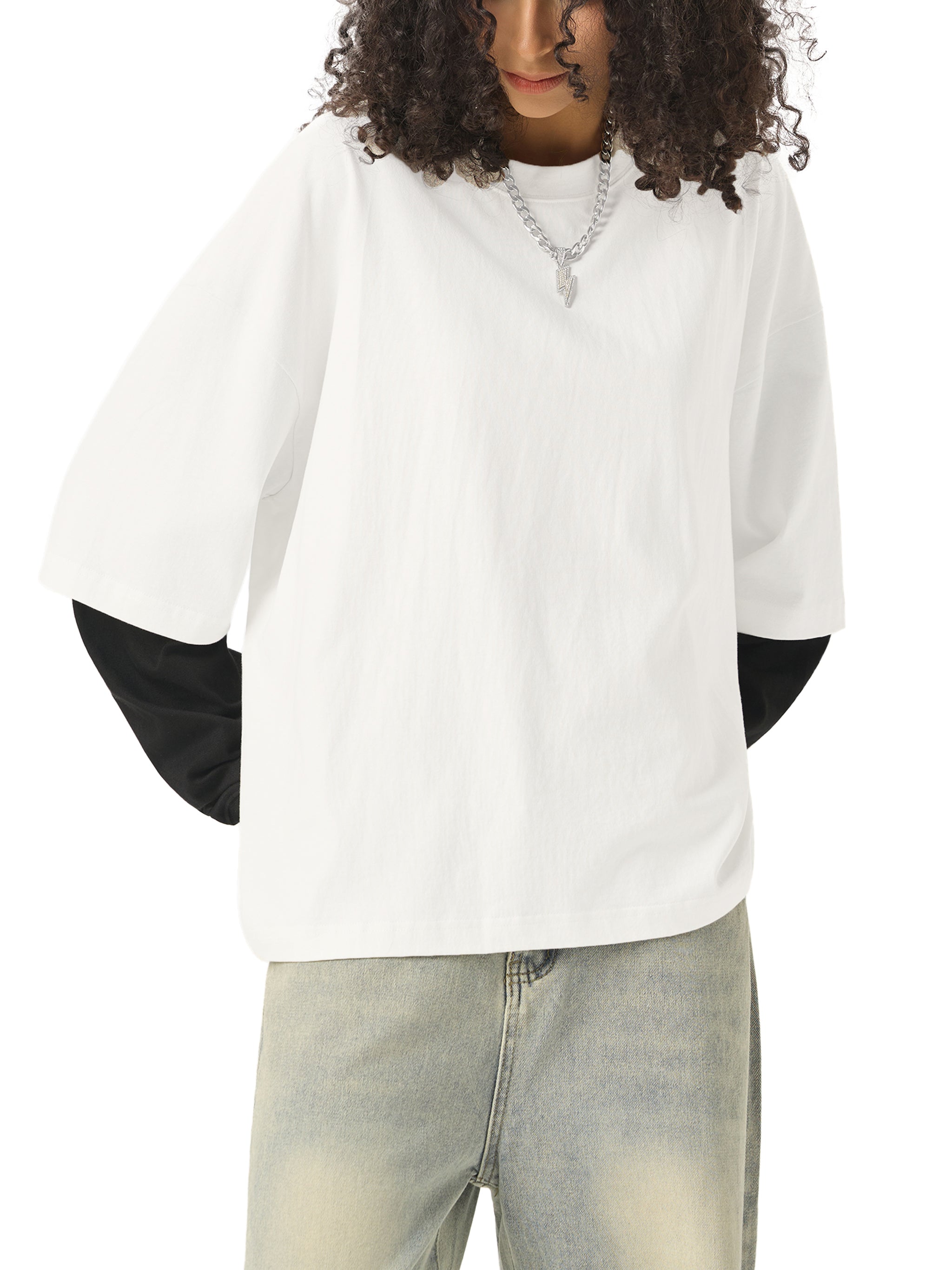 🔥Vintage Streetwear Patchwork Tee | Unisex Loose Fit Drop Shoulder